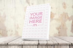 3D Book Cover Mockup on Wood Stage