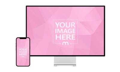Apple Studio Display and iPhone Mockup