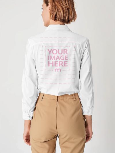 Back View Full Sleeve Shirt Mockup on Woman