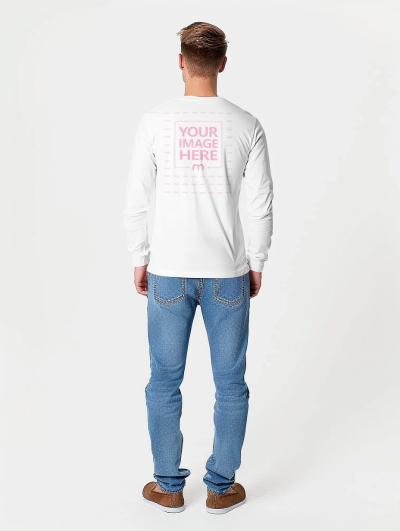 Back View Full-Sleeve T-Shirt Mockup with Jeans