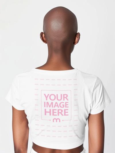 Back View Girls' Cropped T-Shirt Mockup for Apparel Branding