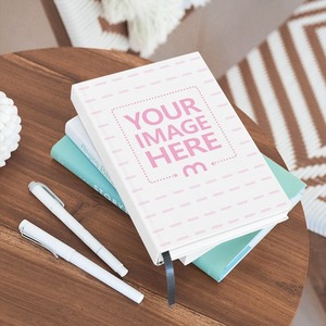 Book Resting on a Table Mockup