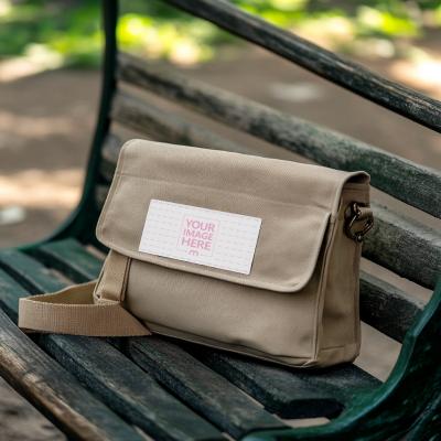 Canvas Messenger Bag Mockup for Travel Branding