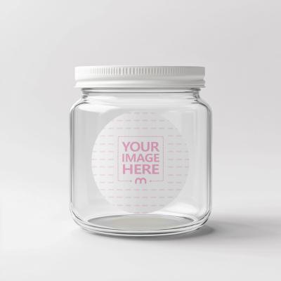 Circular Label Mockup Placed on a Glass Jar for Branding
