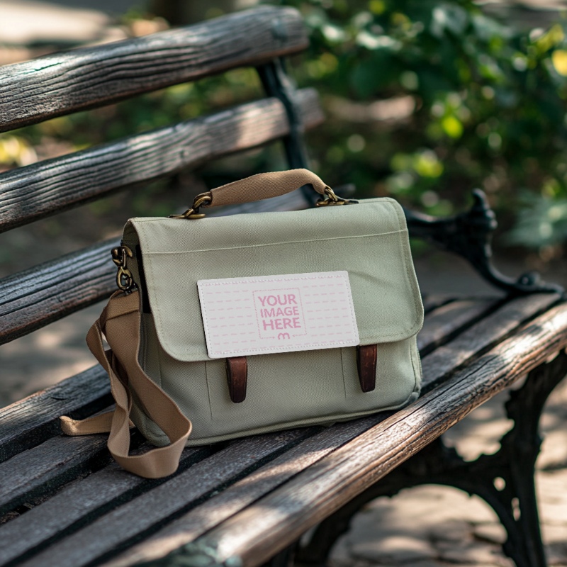 Classic Canvas Messenger Bag Mockup for Fashion Branding preview image