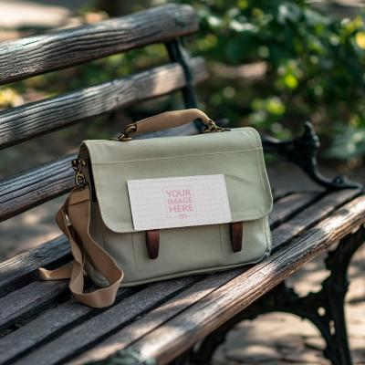 Classic Canvas Messenger Bag Mockup for Fashion Branding