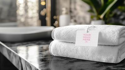 Cotton Towel Tag Mockup for Hotel Branding