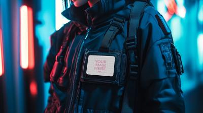 Cyberpunk Techwear Jacket Label Mockup for Branding