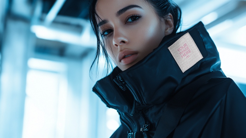 Futuristic Techwear Jacket Label Mockup for Street Fashion preview image