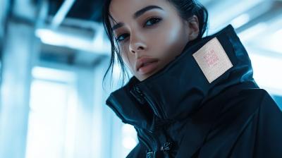 Futuristic Techwear Jacket Label Mockup for Street Fashion