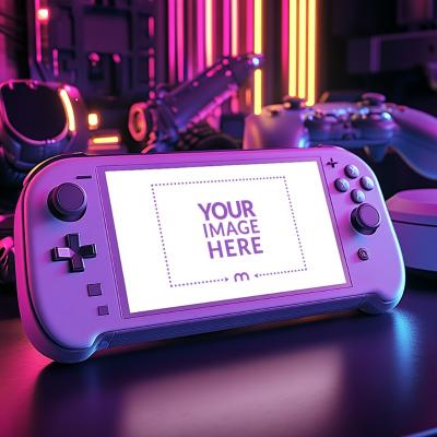 Gaming Console Mockup with Blank Screen for Immersive UI Design