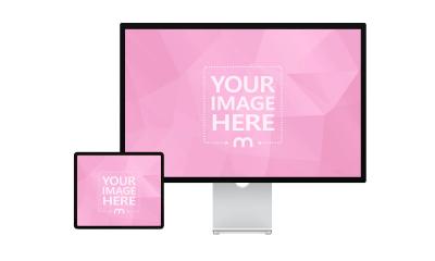 iPad and Apple Studio Display Mockup Template