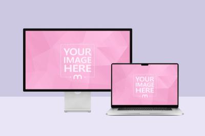 Macbook and Apple Studio Display Mockup Generator