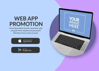 Macbook Promo App PSD Mockup Banner Template