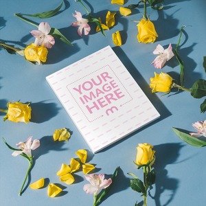 Magazine Cover on Floral Background Mockup