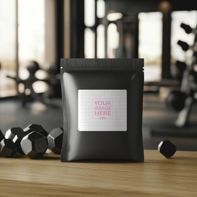 Matte Black Protein Bag Label Mockup for Packaging