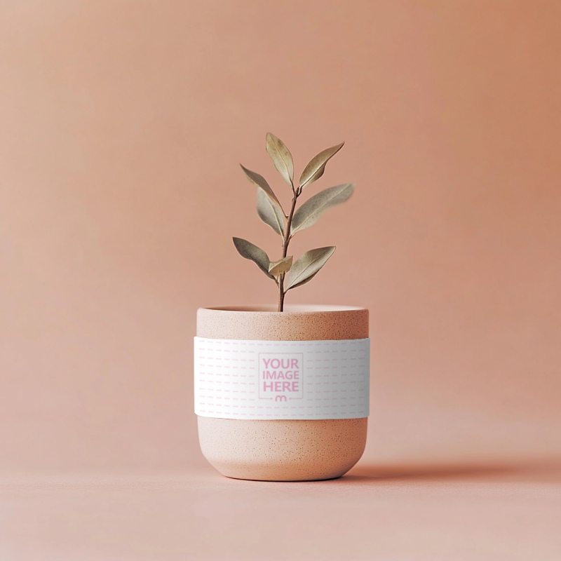 Minimalist Ceramic Plant Pot Label Mockup preview image