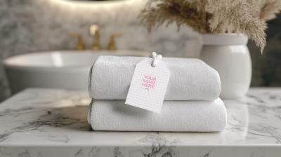 Neatly Folded Cotton Towel Label Mockup