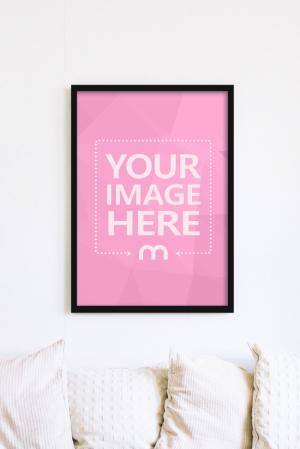 Portrait Canvas Frame on Home Living Room Wall