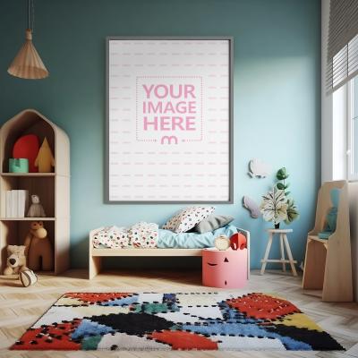 Poster on Children Room Wall Mockup Template
