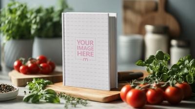 Realistic Cookbook Cover Mockup for Culinary and Recipe Books