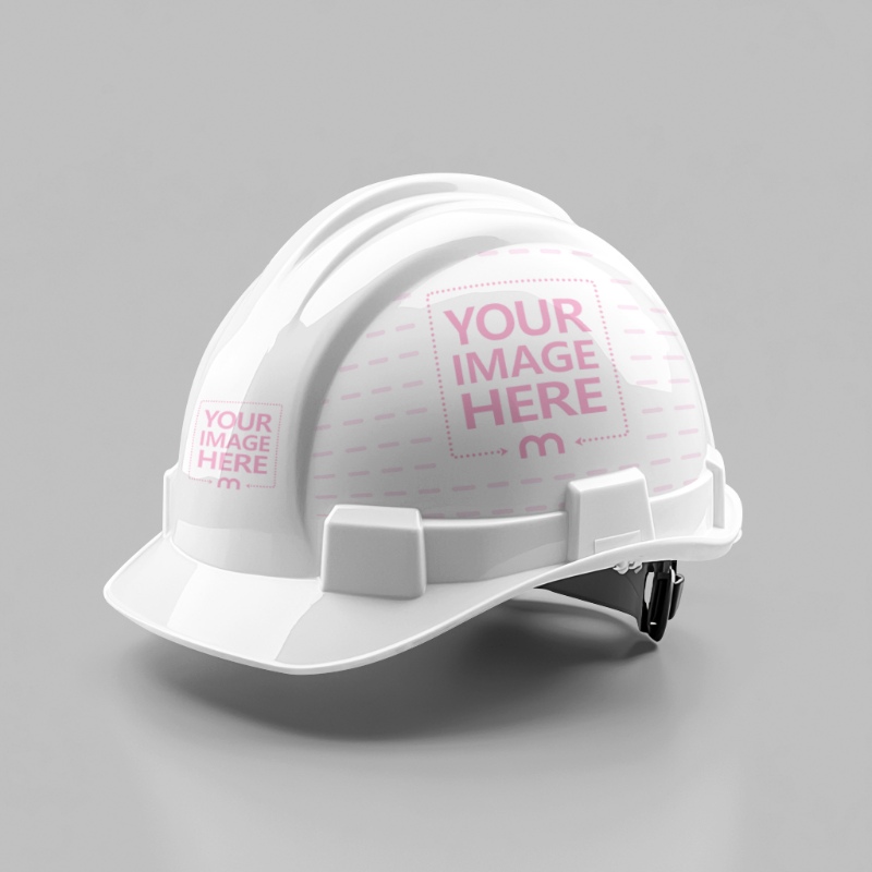 Safety Helmet Mockup with Label for Branding preview image