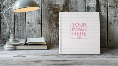 Square Hardcover Book Mockup for Library and Publishing