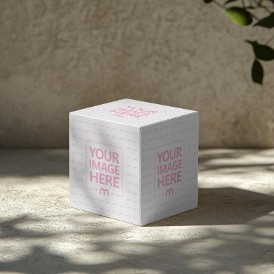 Square White Gift Box Mockup on Outdoor Surface