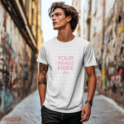 T-Shirt Mockup on Male Model for Urban Fashion Branding