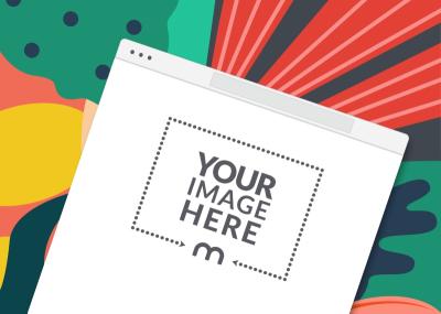 Website Screen Mockup in Vibrant Colorful Background